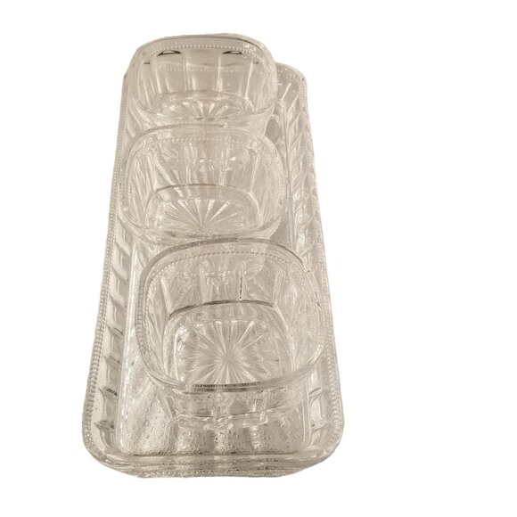 Crystal Relish Server 4-piece Server Serving Bowls Tray Set - Picture 7 of 16